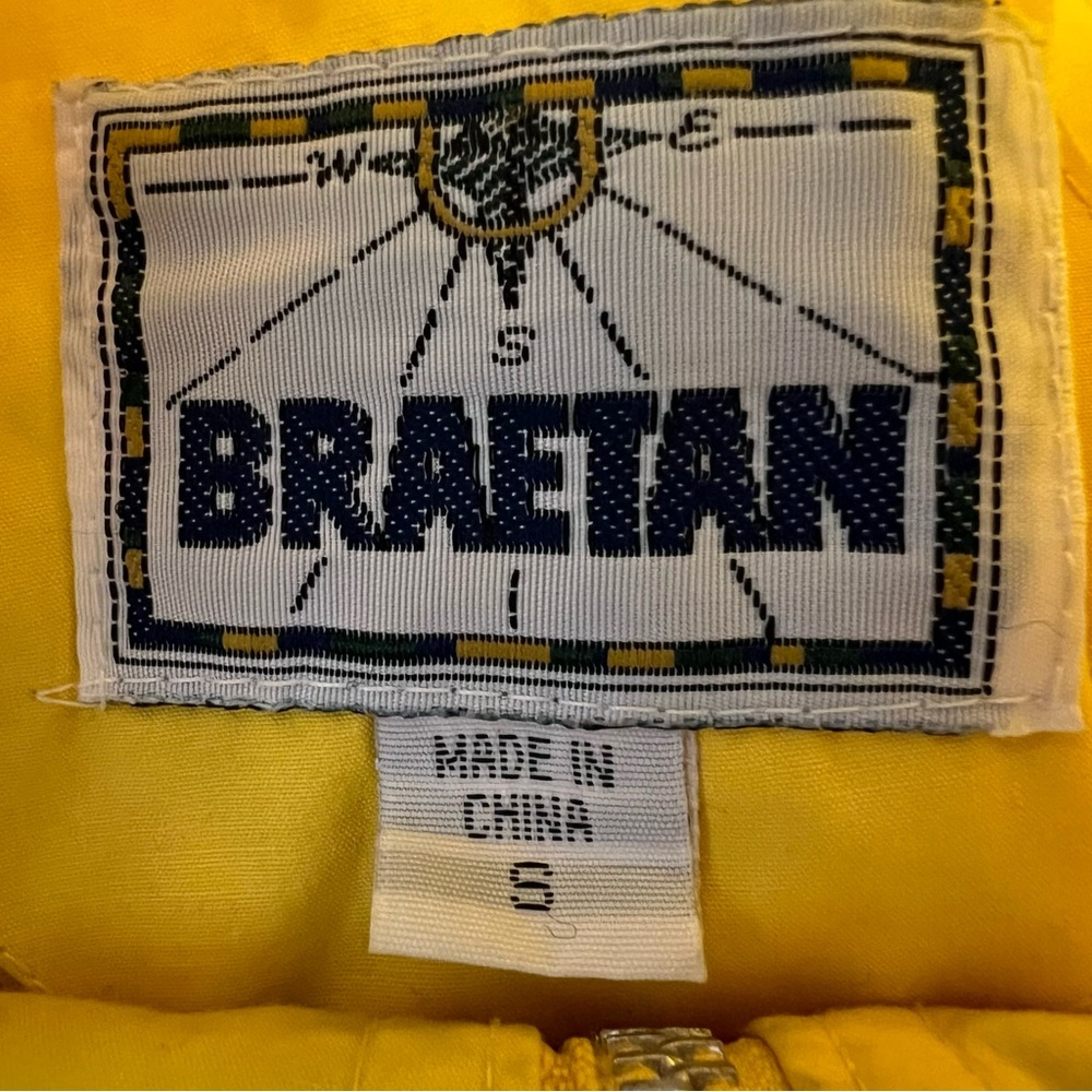 Vintage 90s Braetan Yellow Nautical Sailing Jacket Windbreaker Elbow Patch Men S - Picture 6 of 12